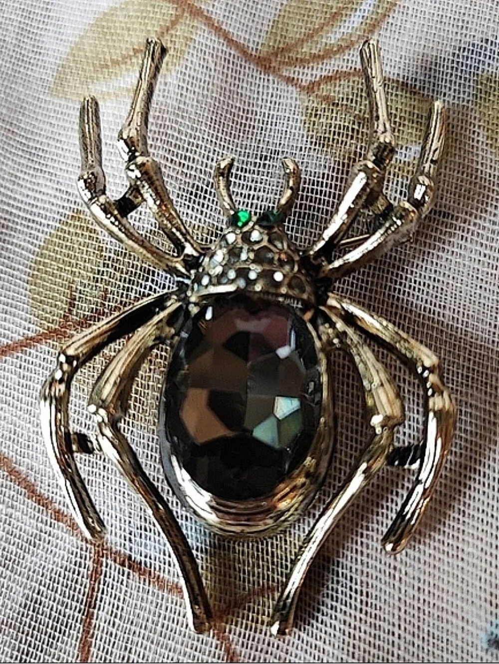 Crystal Glass Rhinestones Spider Brooch Pin Halloween Jewelry Very Good Quality